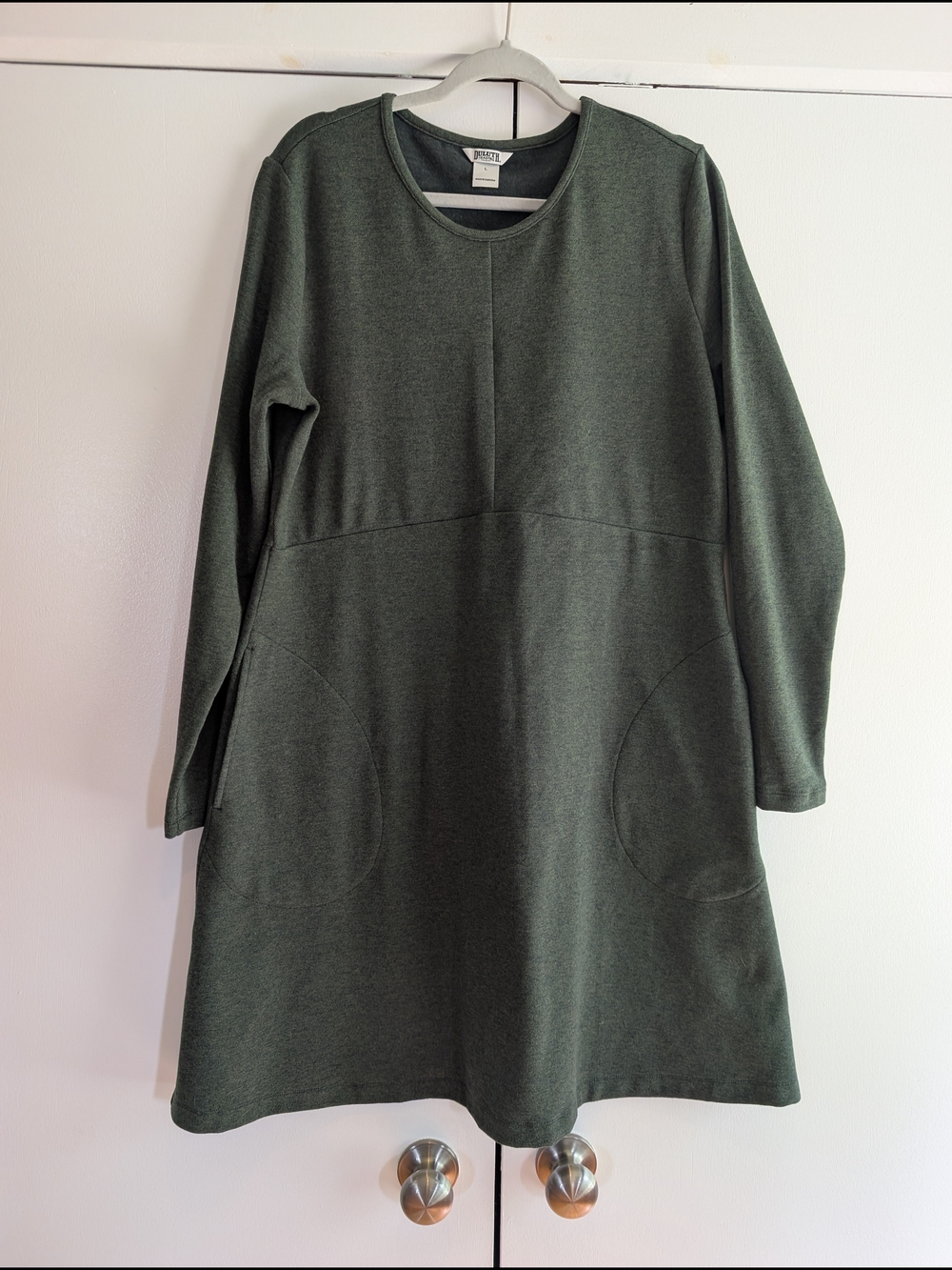 Duluth Trading Co Olive Green Long Sleeve A-Line Dress